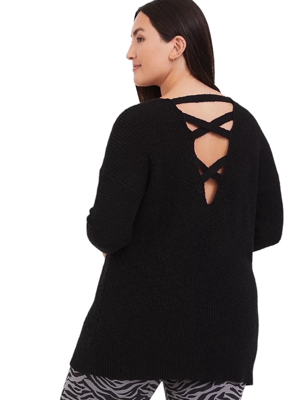 torrid Black Crisscross-Back Scoop Neck Sweater size 1-1X/14-16